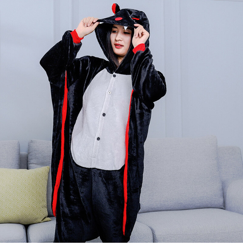 Pakaian tidur kelelawar baju tidur dewasa Onesie Lingerie bodysuit Kigurumi kostum hewan Homewear Halloween Cosplay piyama baju tidur