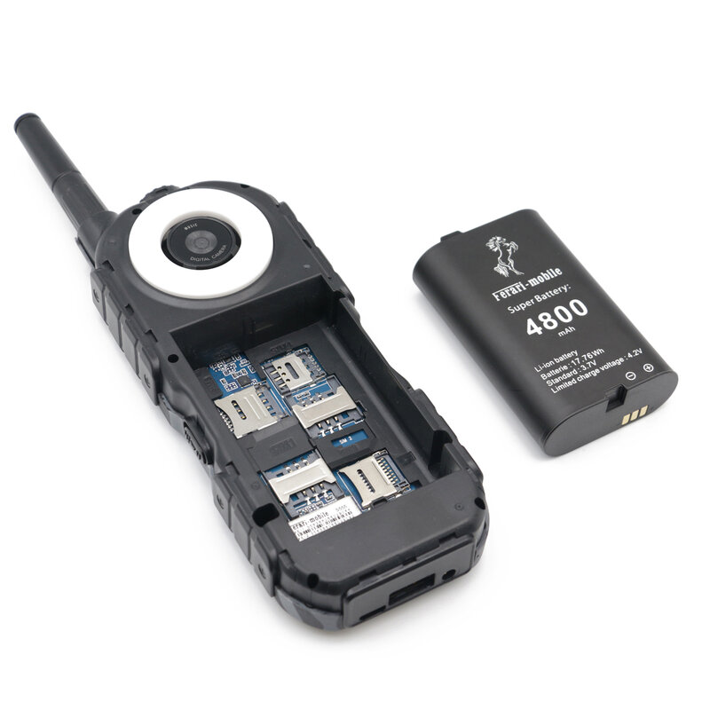 Teléfono Móvil de camuflaje GSM 2G con antena, botón grande, batería externa, antorcha, Bluetooth, 4 tarjetas SIM, teclado ruso, teléfonos móviles para ancianos