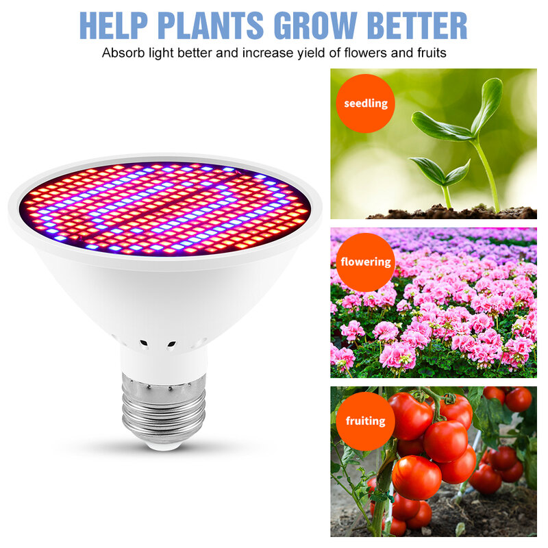 KEBINCPLED Led Grow Light E27 Full Spectrum Phyto Lamp Plant Bulb Growth Light Hydroponics 200 300Leds Greenhouse Lamp Grow Tent
