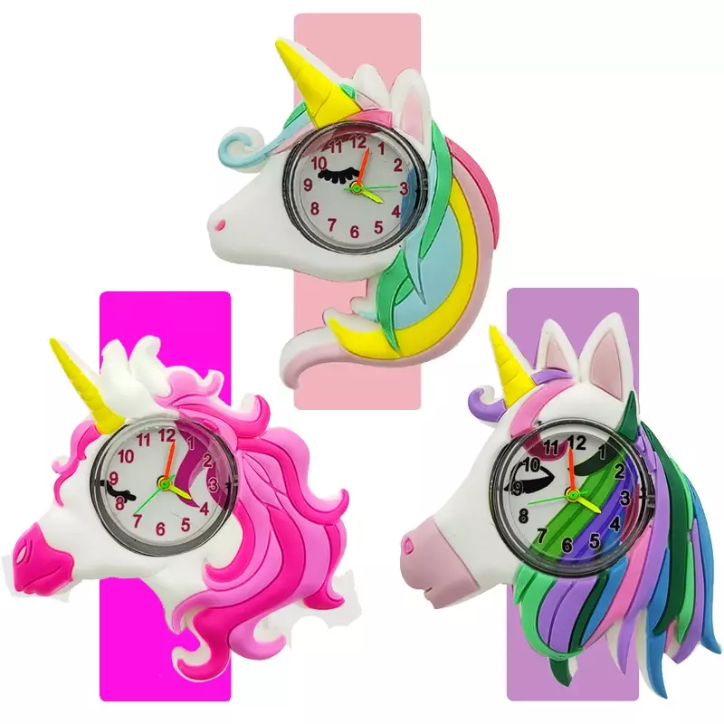 Heißer Verkauf Einhorn Uhr Kinder Uhr Baby Weihnachten Geschenke Pony Uhr Kinder Slap Handgelenk Uhren Mädchen Jungen Uhr Geburtstag Präsentieren