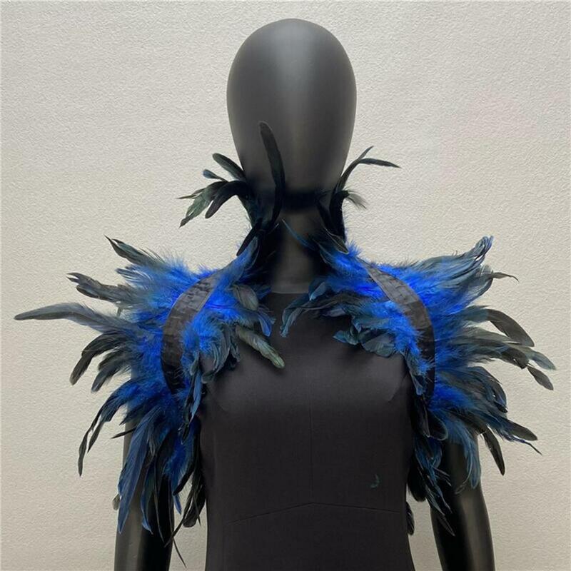 Feather Shawl Soft Feather Shrug Shawl for Cosplay Stage Performance Adjustable Retro Collar Cape for Dancer Costume Party