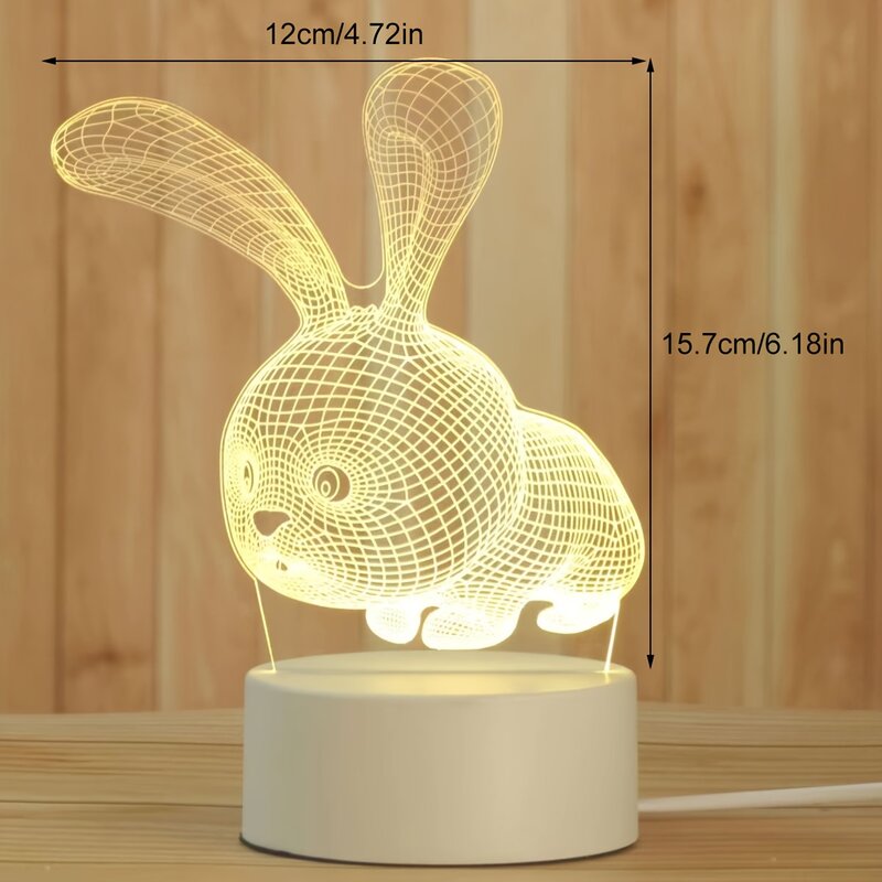 Creative Big White Rabbit Series Light, luce notturna modello luce calda monocolore, regalo di festa per famiglia, amici, natale