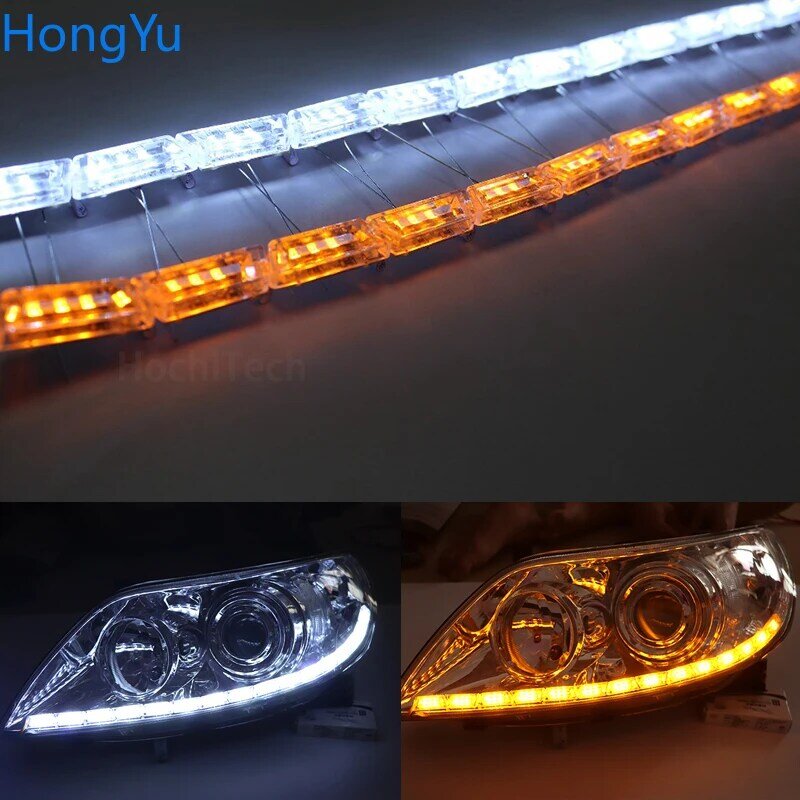 Flexible Crystal Angel Tears LED Strip Light With Turn Signal DRL Daytime Running white with following yellow function