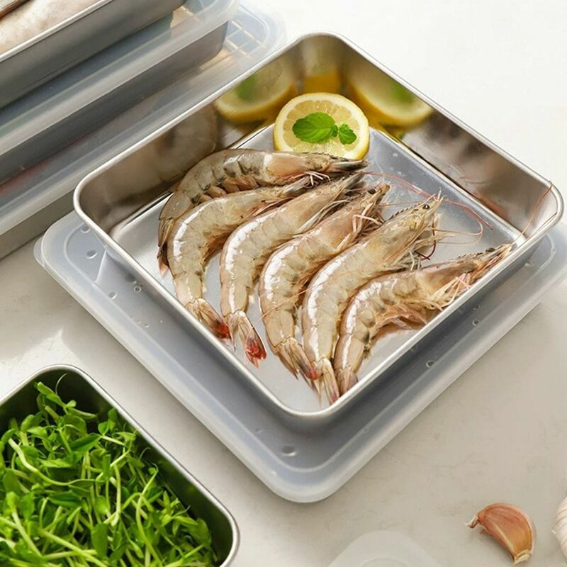 1 Stück Edelstahl Crisper Box neuer Kühlschrank gefroren Sortieren Lebensmittel Veranstalter s/m/l mit Deckel Aufbewahrung sbox Küche