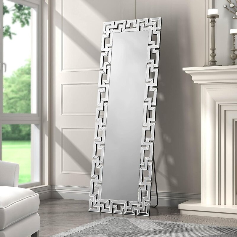 Espelho de vaidade fixado na parede do corpo completo decorativo, vertical, pendurado ou espelho inclinado, retangular do assoalho, quarto, 65 "x 22"