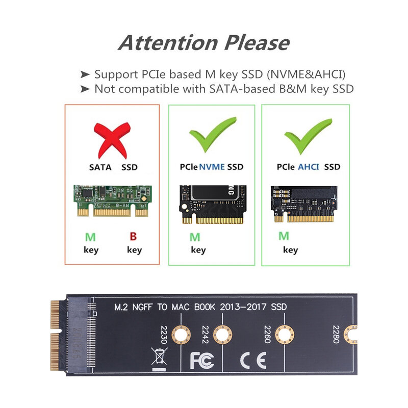 M.2 NVME SSD محول بطاقة لماك بوك اير برو الشبكية 2013-2017 NVME/AHCI SSD مجموعة مطورة ل A1465 A1466 A1398 A1502