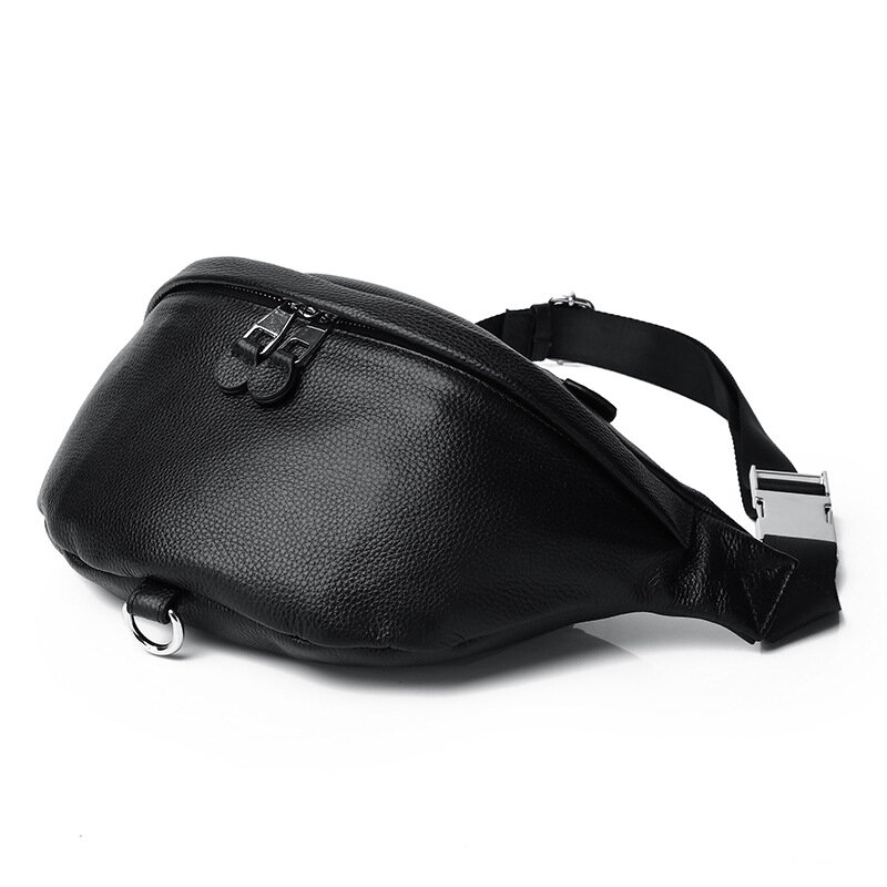 2022 Nova Couro Genuíno Chest Bag Unisex Grande Capacidade Waistpack Moda Cadeia Um Ombro Crossbody Bag