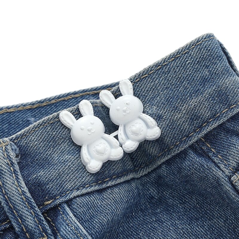 Aperte o botão da cintura coelho calça pino jean botão pinos fivela cintura ajustável