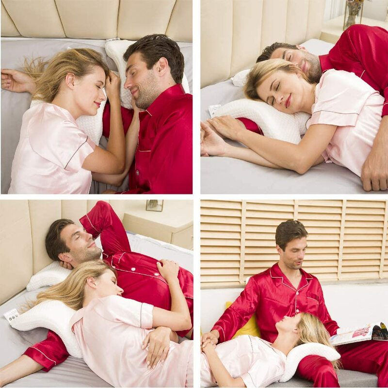 Almohada Cervical curvada para parejas, almohada de espuma viscoelástica para dormir, soporte ortopédico para el cuello, para el cuerpo, para viaje de mano