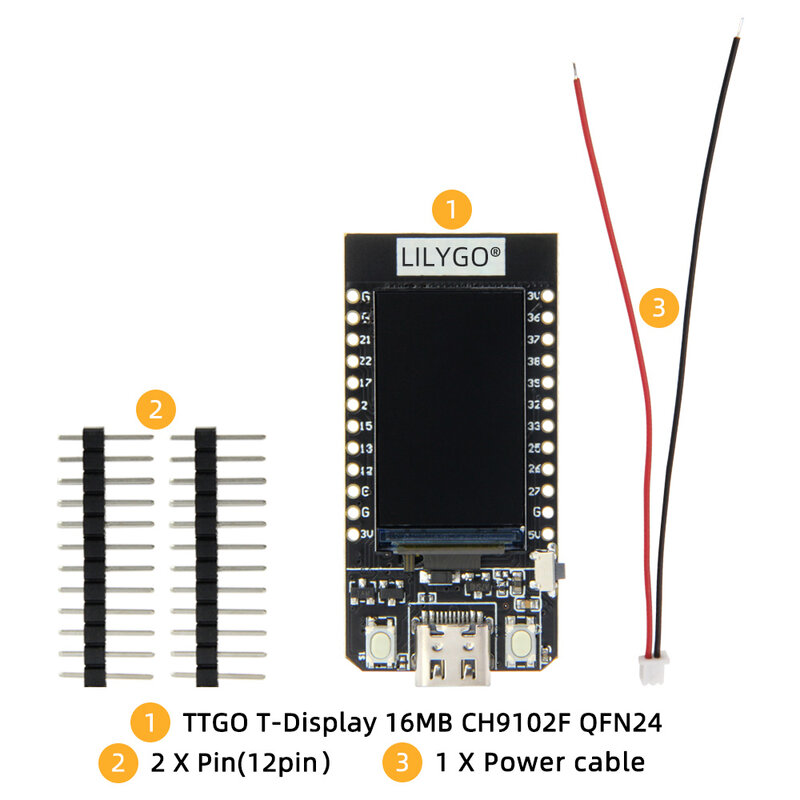 LILYGO® T-Display ESP32 Development Board, 1,14 inch LCD-scherm, draadloze WiFi Bluetooth-module, FLASH 4/16MB, voor Arduino