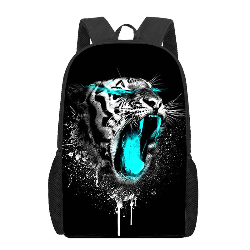 Ransel pola harimau kreatif Fiercely untuk anak laki-laki perempuan tas buku siswa tas punggung perjalanan ransel bahu remaja