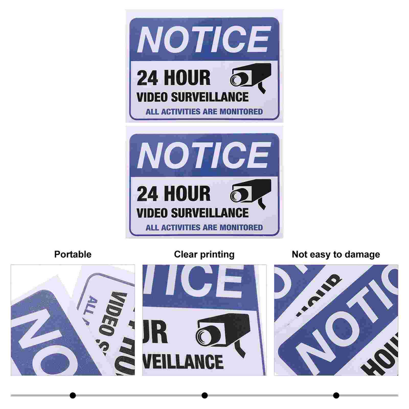 Stiker peringatan Video pengawasan, 2 buah stiker keamanan, stiker peringatan pengawasan