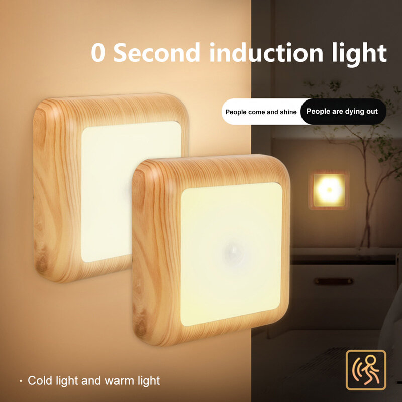 Luz Nocturna LED con Sensor de movimiento, lámpara de noche con batería, luces de mesita de noche para dormitorio, cocina, armario, luz inalámbrica