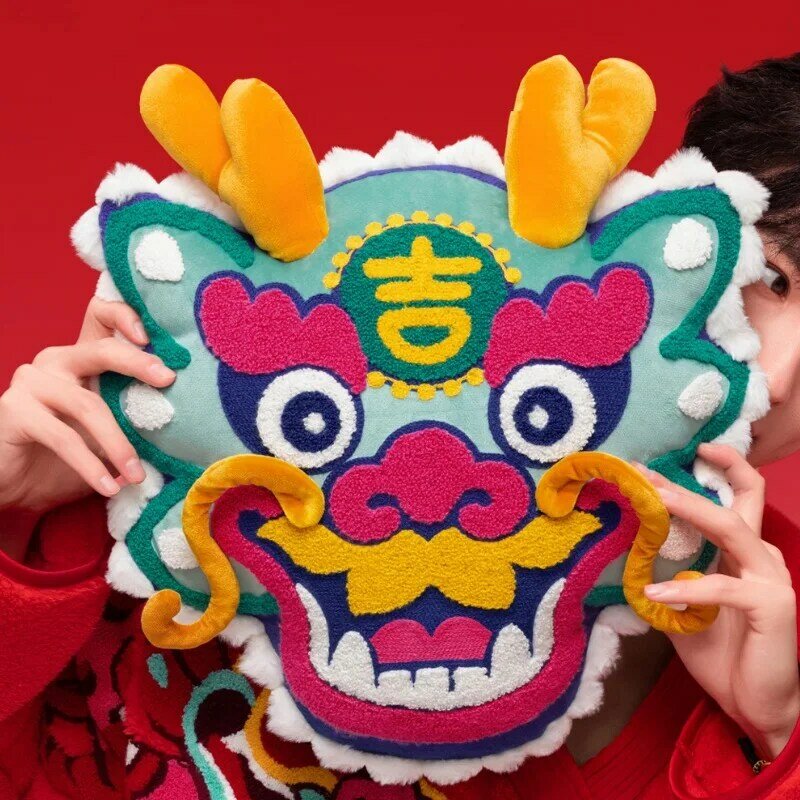 Dragão Almofadas Alegria Ano Novo Chinês Tradicional Bordado Almofada Caso, Quente Travesseiro Decorativo Capa para Sofá, Decorações Home