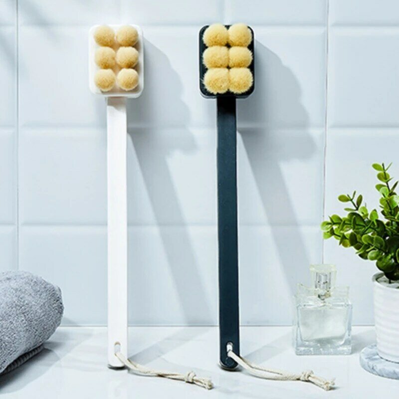 Portable Body Shower Back Scrubber Wet Dry Soft Bristles Multifunction Home Long Handle Ergonomic Skin Exfoliating