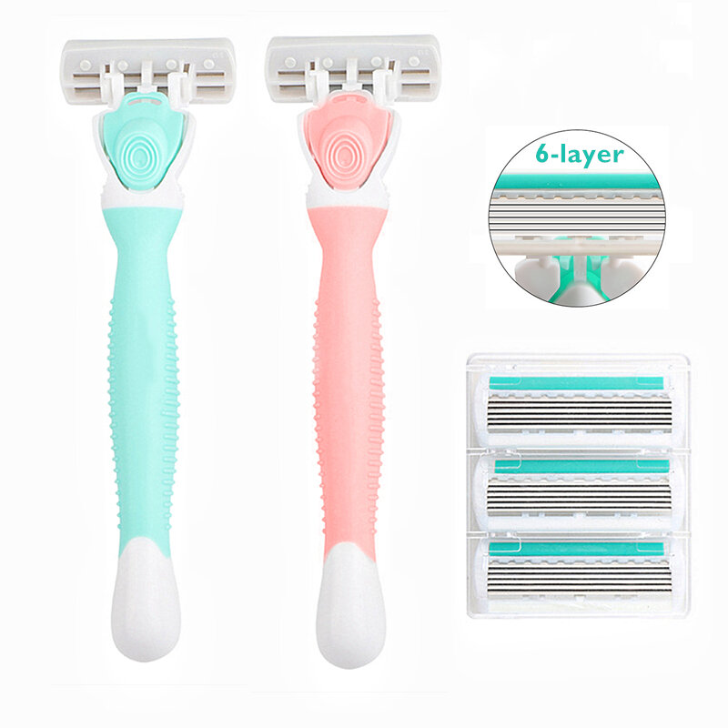 New Women's Beauty Safety Razors 6-layer Blade Shaver for Face Body Quick Installation Handle Six layers Blades Shaving
