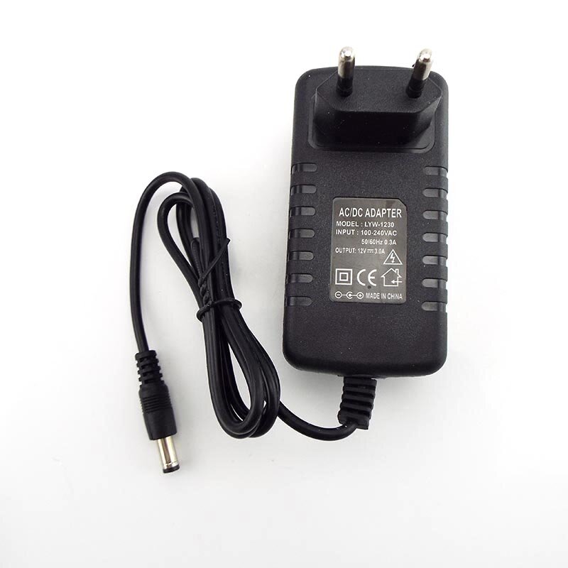 5.5mm*2.5mm 12V 3A AC to DC 100V-240V Charger Adapter Power Supply Converter for CCTV Camera  LED Strip Lamp US EU Plug
