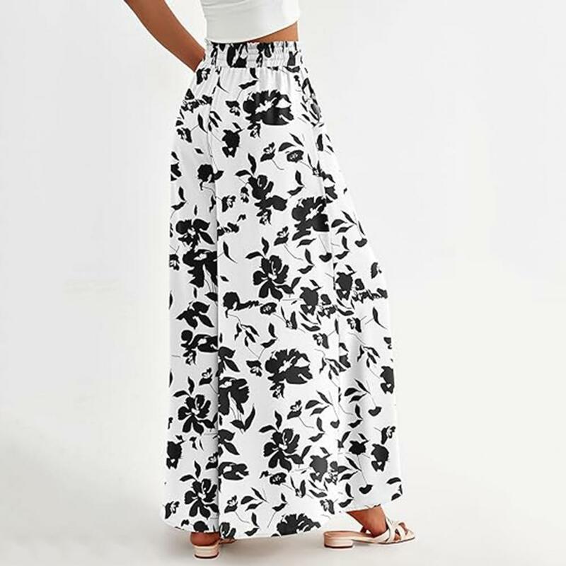 Floor-length Stylish Pants Stylish Women's Wide Leg Palazzo Pants with Pockets for Casual Lounge Beach Wear High for Leisure