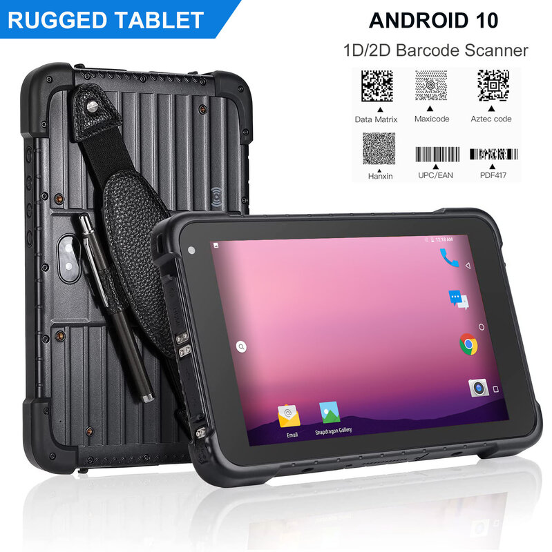 Robusto Android 10 Industrial Tablet PC 1D 2D QR Code Scanner 8 polegadas NFC Ao Ar Livre IP67 WIFI GPS Inventário Computador Portátil 2023