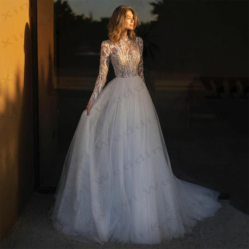 2024 Bohemian Wedding Dresses A-Line Lace Applique Elegant Women's Princess Bridal Gowns Vestido De Novia Formal Beach Party