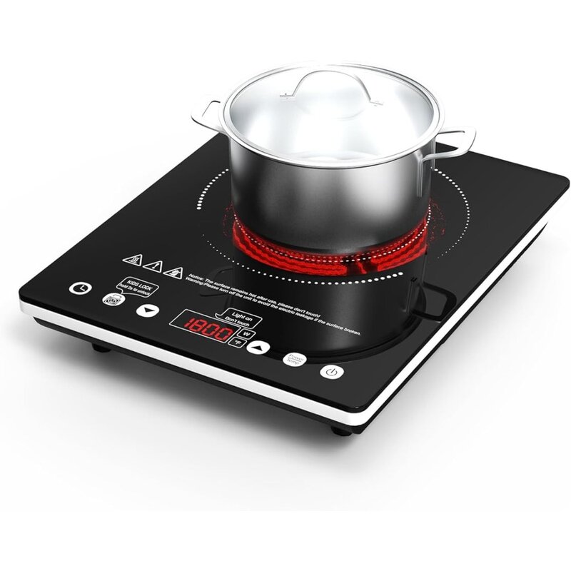 Electric Cooktop 12 Inch, 110V Electric Cooktop, Countertop Ceramic Stove Top with Power Levels and Overheat Protection