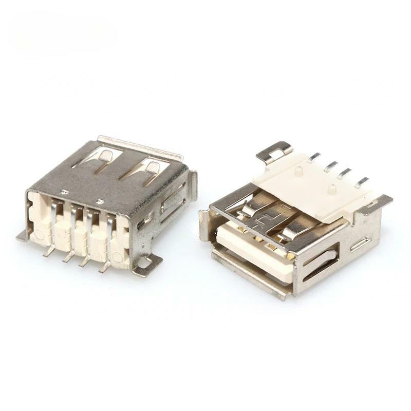 (10 stücke) Stecker USB2.0 Buchse USB-Buchse 180 Grad eine weibliche 90-Grad-Buchse weiß schwarz beige Kupfer Hoch temperatur beständigkeit.