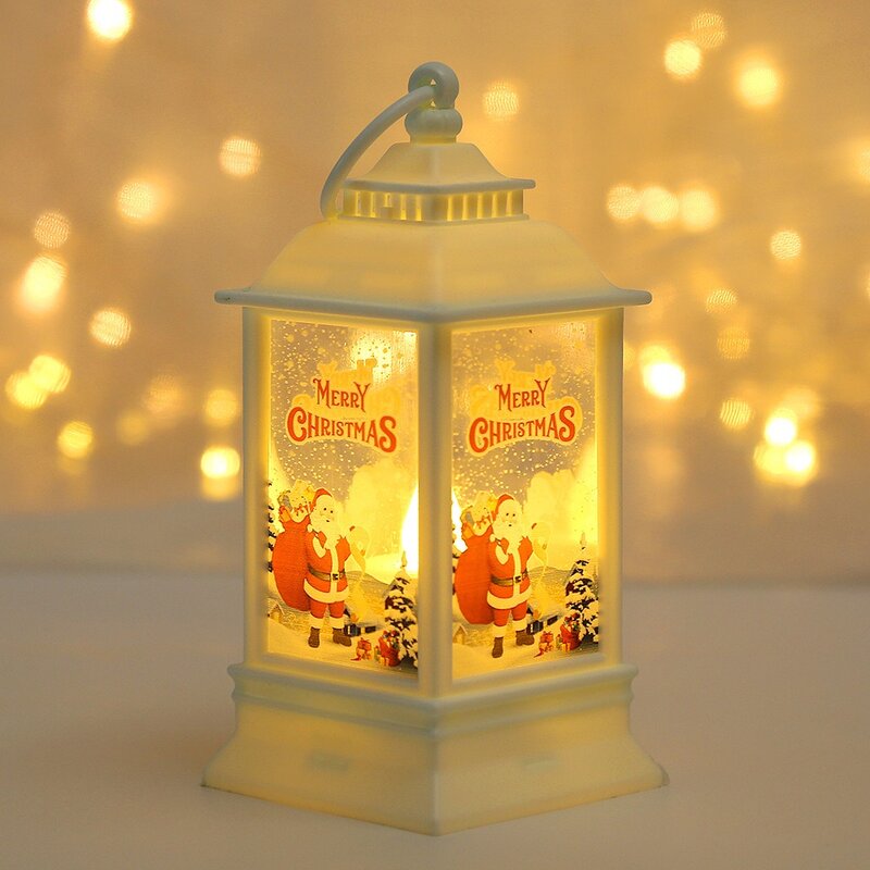 Lámpara de viento de Navidad para árbol de Navidad, candelabro de ambiente LED iluminado, Papá Noel
