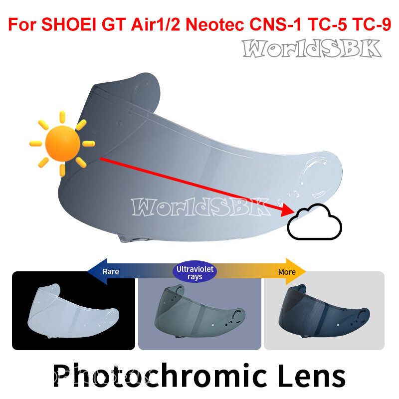 Photochromic Visor untuk SHOEI GT Air 1 2 Neotec CNS-1 TC-5 TC-9 helm pelindung Uv Cut Casco Moto pelindung wajah Visera kaca depan