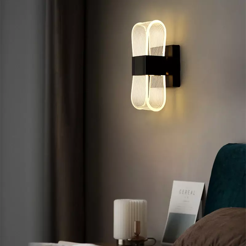 Nowoczesne oświetlenie ścienne LED do sypialni przy łóżku sypialni w przejściu nowoczesny akrylowy kinkiet ścienny oświetlenie do dekoracji domu oprawa błyszcząca