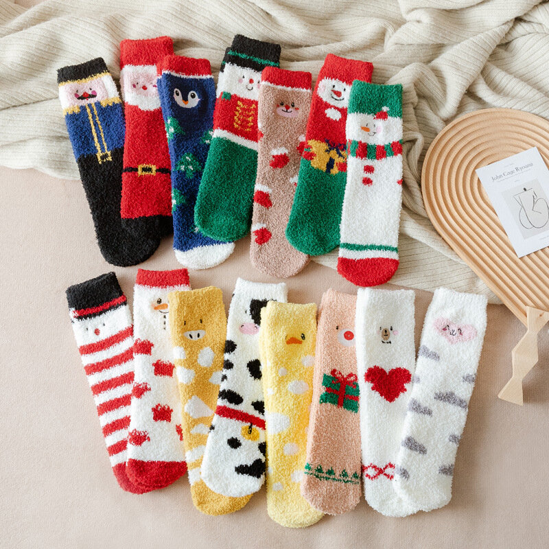 Winter Cartoon Christmas Socks Gift For Girls Ornaments Christmas Tree Snowflake Gingerbread Man Happy New Year Supplies 2023