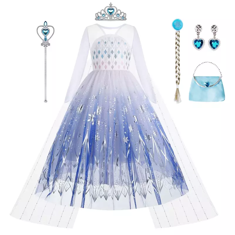 Elsa Kleid für Mädchen Prinzessin Kleid Karneval Kleidung Kinder Kostüme Cosplay weiß Pailletten Mesh Ballkleid