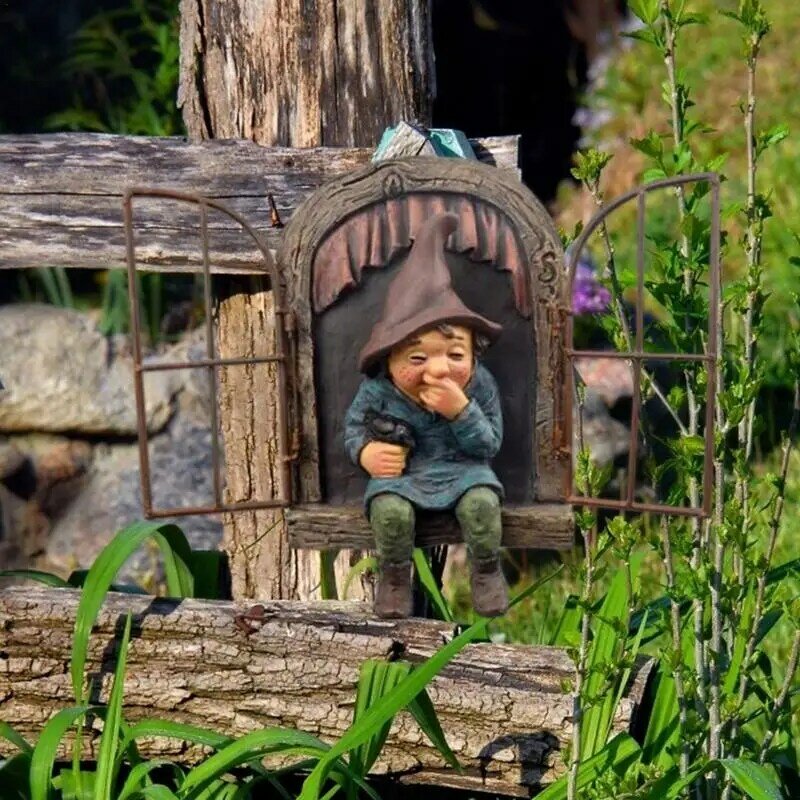 2021 żywica niegrzeczny Gnome Dwarf ogród figurka dekoracyjna stary człowiek kora bajki Ornament odkryty kreatywny rekwizyty rzemiosło