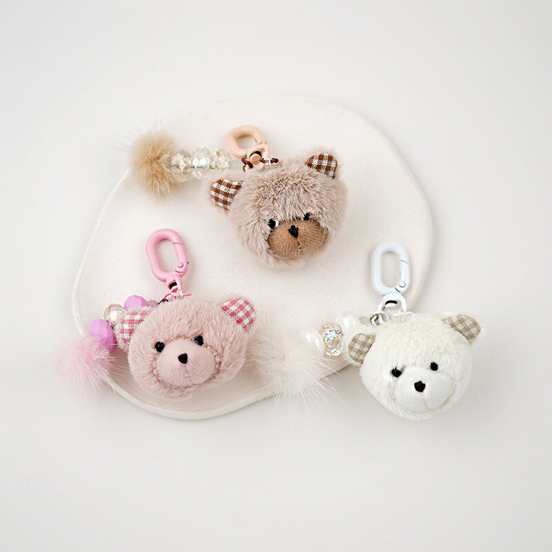 Porte-clés ours en peluche de dessin animé Kawaii pour filles, porte-clés de voiture en peluche, pendentif de sac mignon, décoration de cartable, beurre