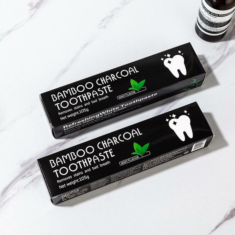 Bamboo Charcoal Toothpaste Refreshing Mint Flavor Oral Stains Tooth Remove Cleaning Black Whitening Teeth Toothpaste Hygien Z2P5