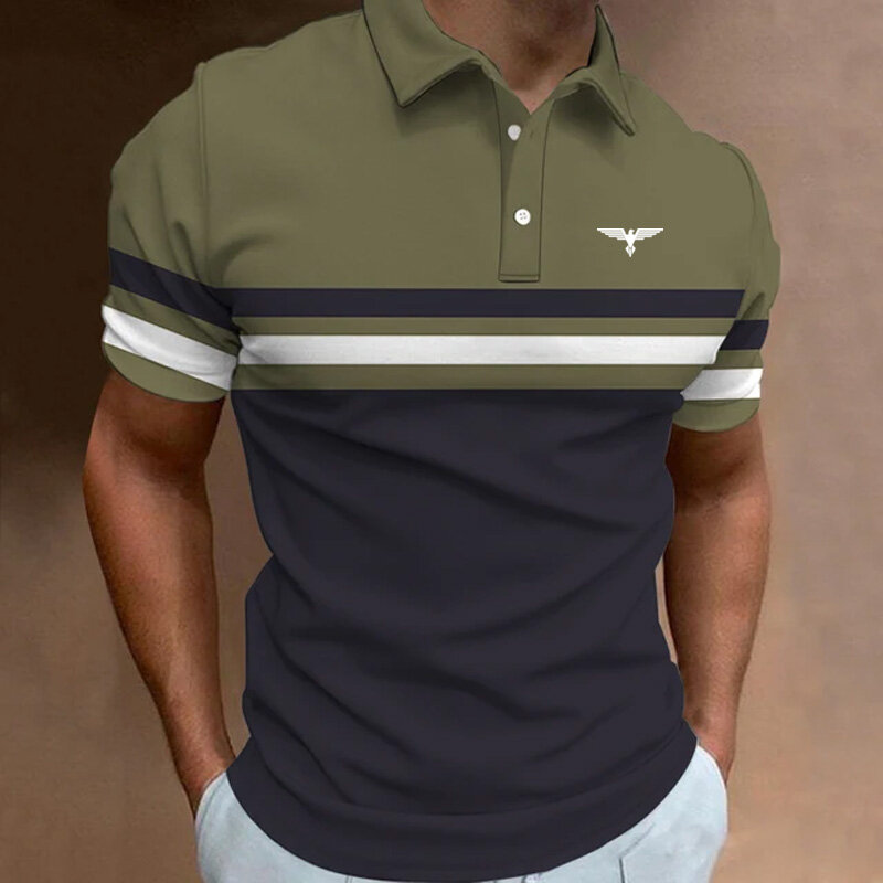 Letnia męska koszulka Polo z krótkim rękawem koszula na co dzień moda męska klapa T Shirt odzież męska
