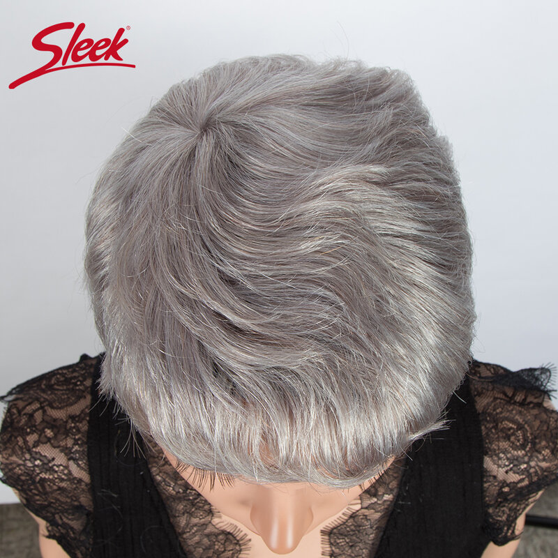 Sleek Grey Short Pixie Human Hair Bob Wigs Colore 51# Brazilian Remy Hair Black Nature Blond 613 Hair Wig With Bangs