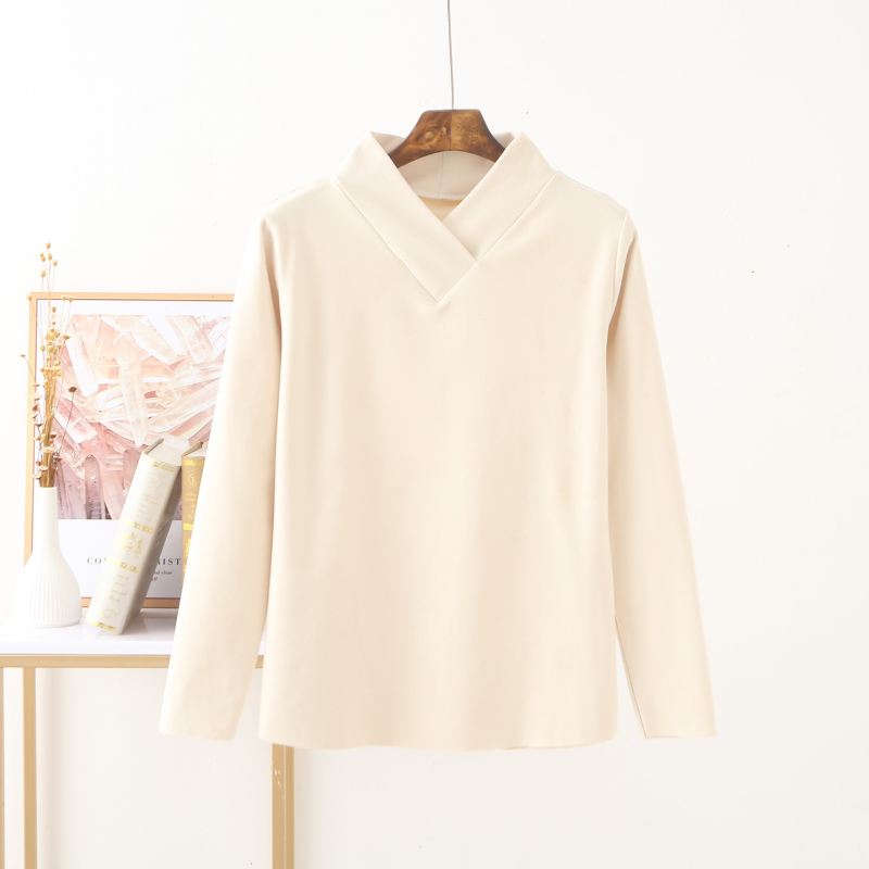 Ciepła odzież termiczna Top dekolt w serek jesienno-zimowa bielizna damska wiskoza długa koszula prosta miękka moda na co dzień na sobie