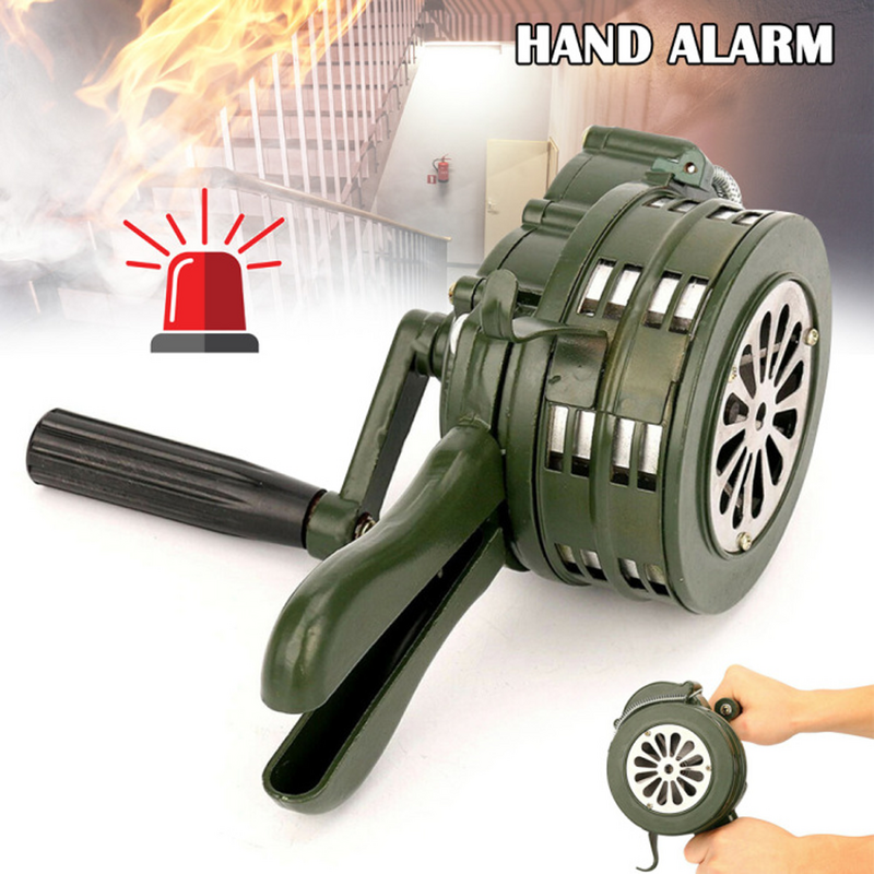 Emergency Hand Crank Siren Horn 110DB Manual Operated Aluminium Warning School Shopping Mall Fire Air Raid Disaster Safety Alarm