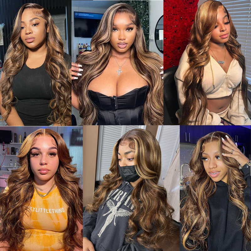 13x4 13x6 Highlight Wig Human Hair Lace Frontal Wig Human Hair Wigs For Women 4-36 Inch Honey Blonde Body Wave Lace Front Wig