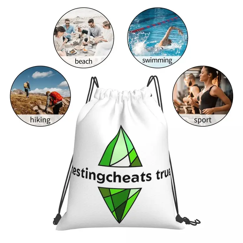 The Sims 4 - Testingcheats True Plumbob Backpacks Drawstring Bags Drawstring Bundle Pocket Sundries Bag Book Bags For Man Woman
