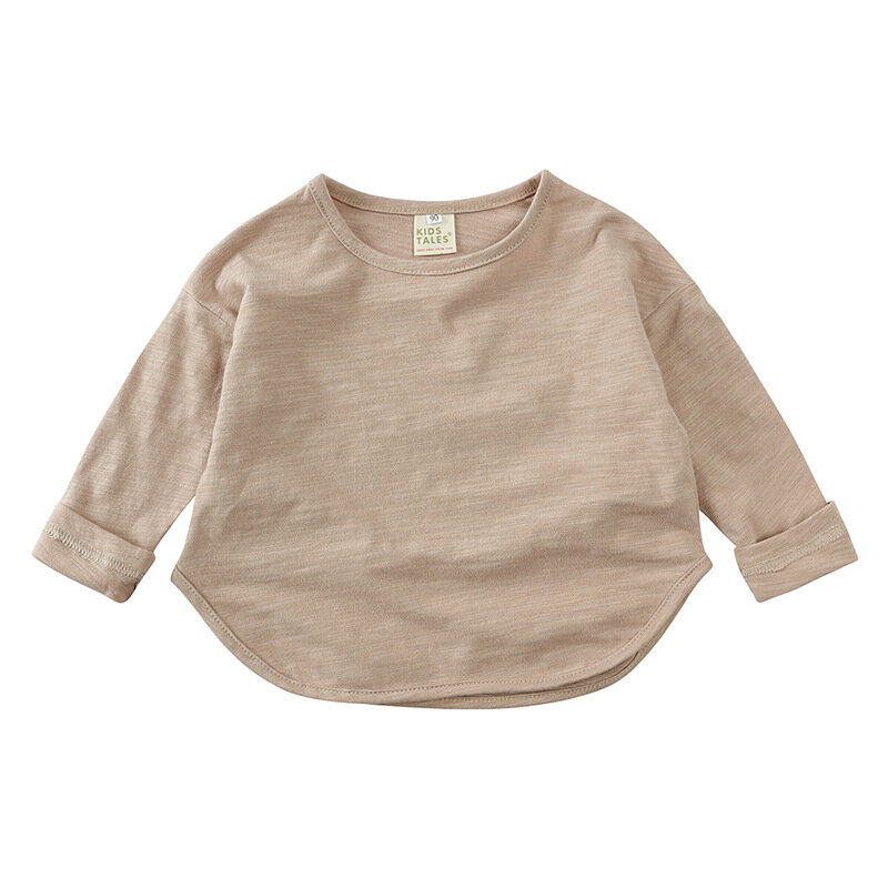 Autumn Boy Girl Baby O-neck Solid Bottoming Shirt Children Simple Casual Long Sleeves T-shirt Kid Cotton Tops Infant Unique Tees