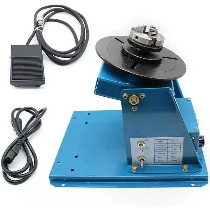 110V Rotary Welding Positioner Turntable Table Mini 2.5" 3 Jaw Lathe Chuck 180mm Portable Welder Positioner Turntable Machine