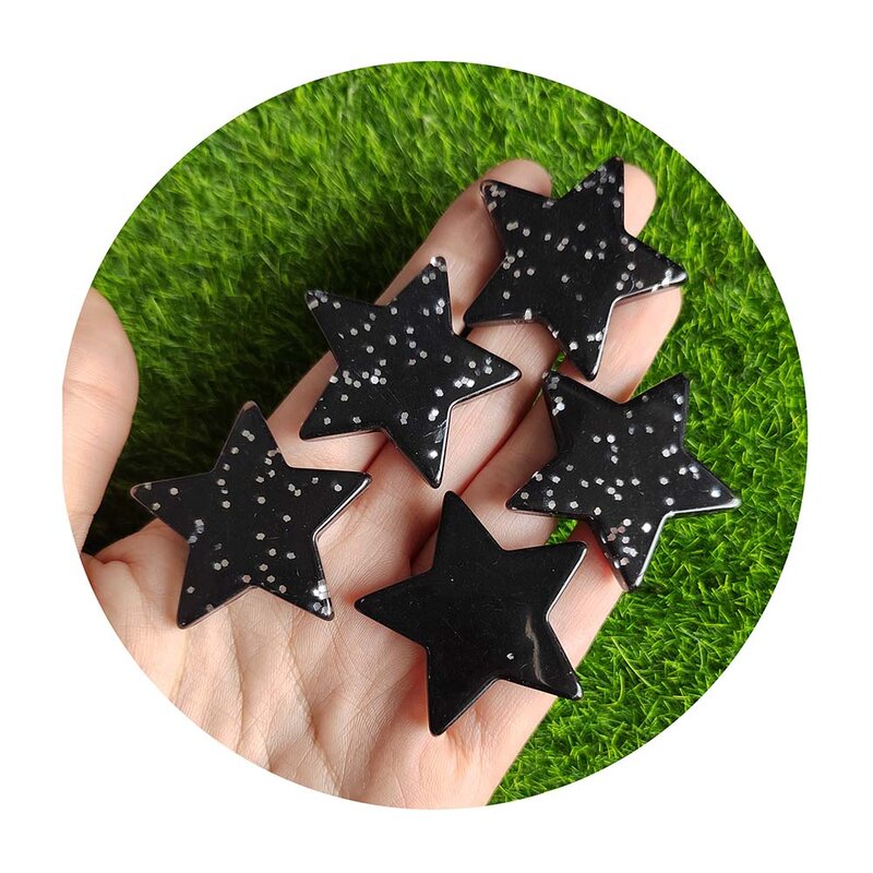Cute Glitter Black Star Flatback Resin Cabochon Scrapbooking Crafts Hair Bows Center Accessories DIY Phone Case Decoration