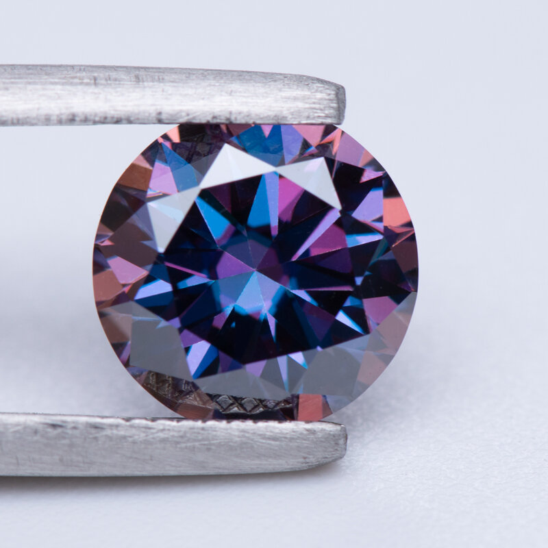 Искусственный Императорский фиолетовый цвет, круглый вырез, лабораторный драгоценный камень, алмазные материалы для изготовления ювелирных изделий с сертификатом GRA
