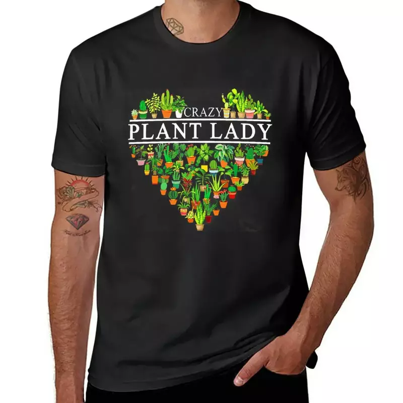 Cuore Crazy Plant Lady t-shirt vestiti carini abbigliamento hippie vintage magliette per uomo cotone