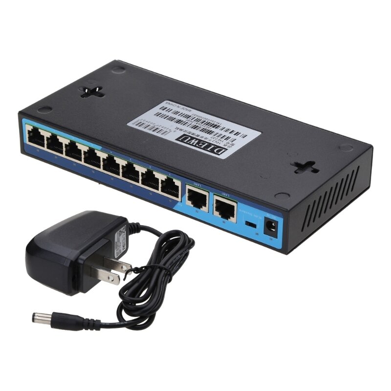 Conmutador de red Gigabit de 10 puertos, 1000M, no gestionado, con función de aislamiento Vlan, 8PoE Uplinks + 2, divisor Ethernet Rj45, envío directo