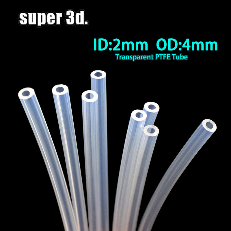 Pièces d'impression 3D 1M/2m PTFE Tube transparent tuyau PFA 2x4mm pour V5/V6 1.75mm Bowden extrudeuse j-head Hotend