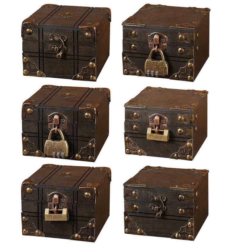 Boîte de rangement rétro vintage avec serrure, petite boîte de rangement, boîte de rangement en bois, boîte de bureau pour la maison, boîte de rangement pour bijoux
