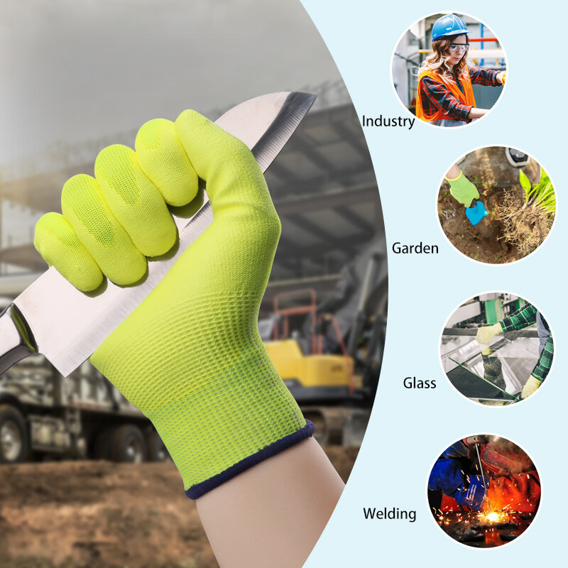 XINGYU-guantes de trabajo resistentes al corte CE EN388 para hombre, manoplas cómodas e impermeables con revestimiento de PU, HPPE, a prueba de aceite, transpirables