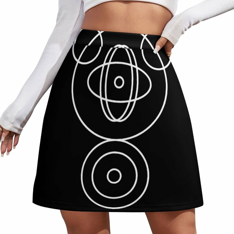 Minifalda blanca con emblema de átomo para mujer, ropa femenina